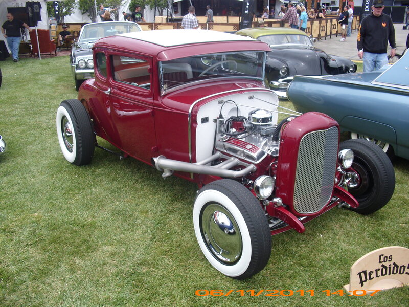 Red Hot Rod Car — Outdoor, Afternoon, Photograph, Grass
