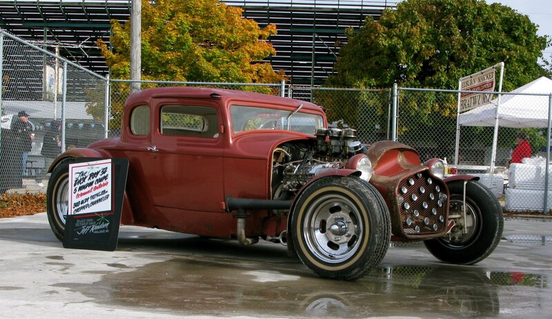 Red Hot Rod Car — Outdoor, Autumn, Photograph