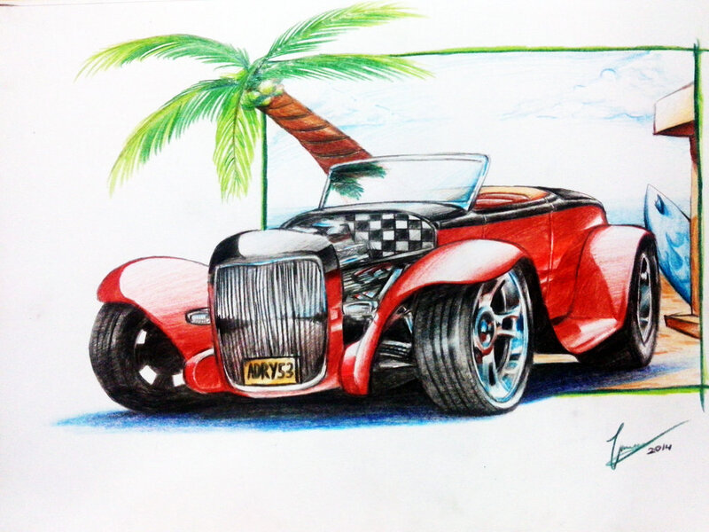 Red Hot Rod Car — Tropical