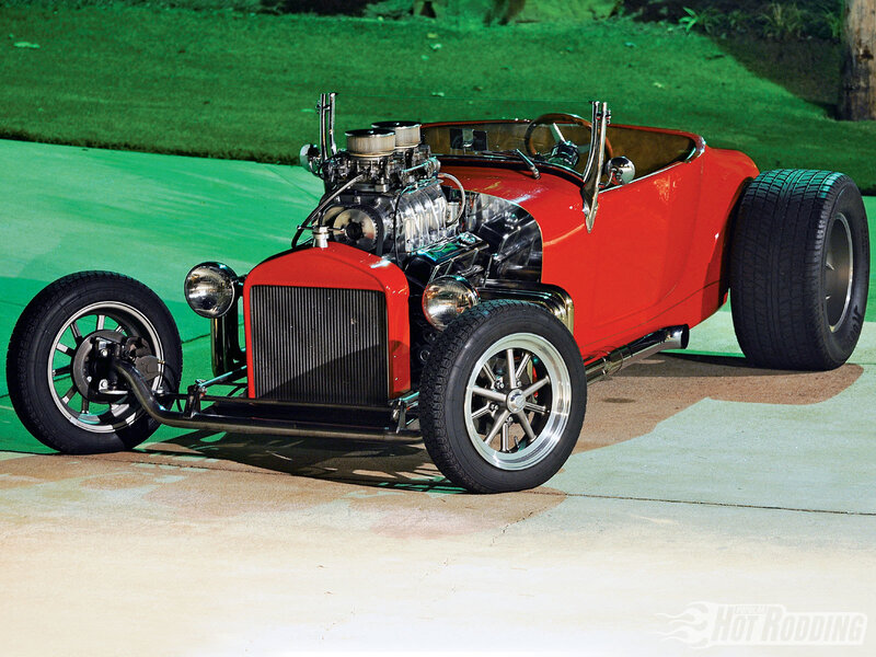 Red hot rod custom car