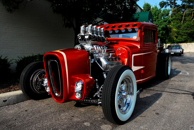 Red Hot Rod Truck — Dramatic, Afternoon