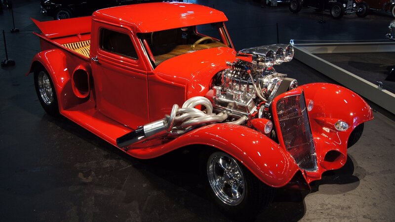 Red Hot Rod Truck — Dramatic, Night