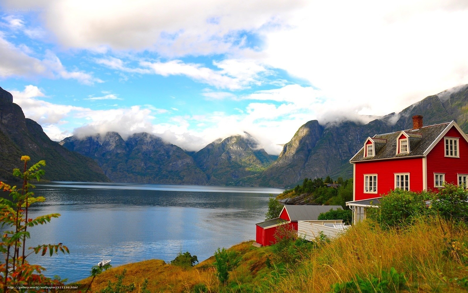 Red house by fjord