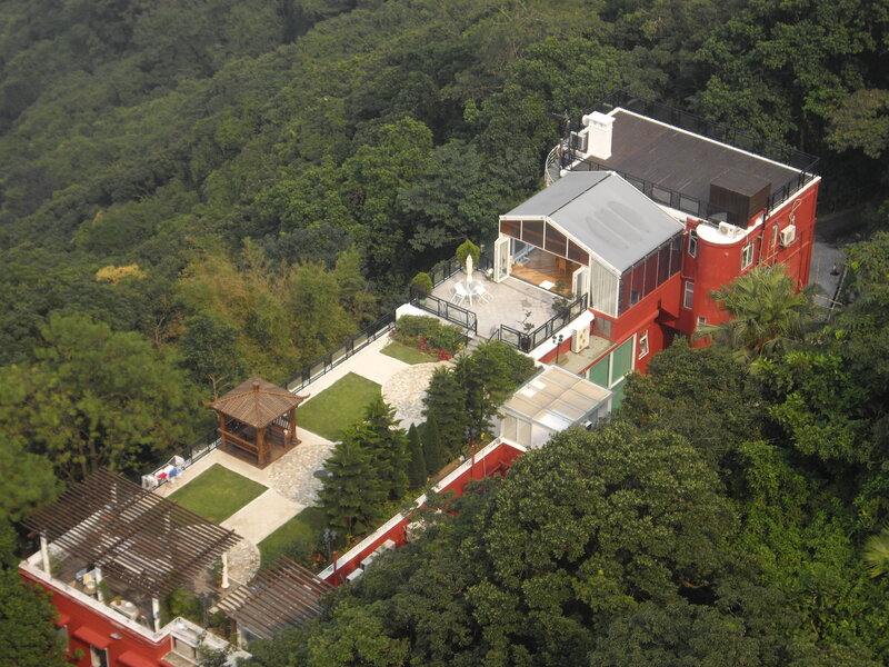 Red house in forested area