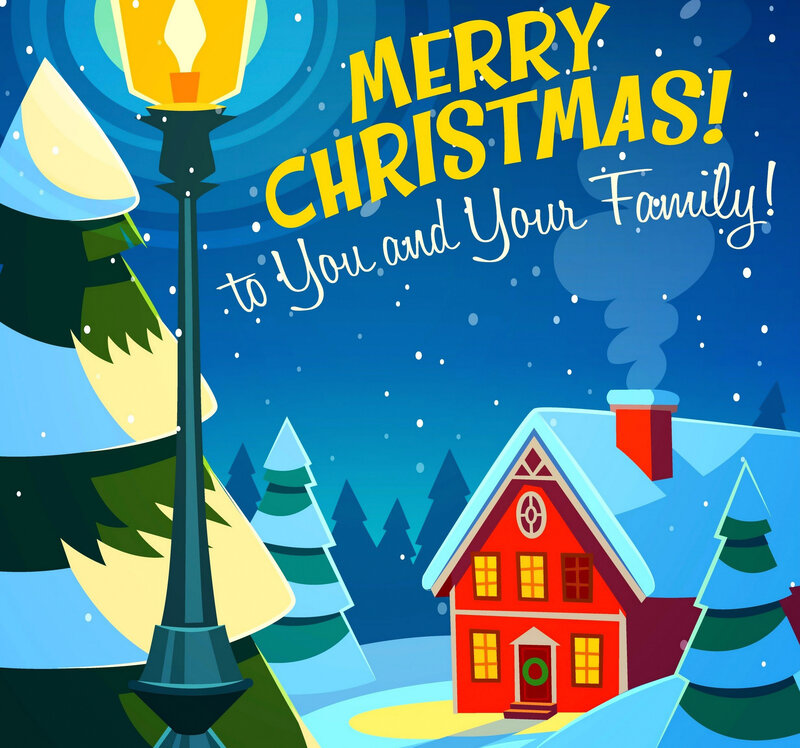 Red House in Snow — Blue, Festive