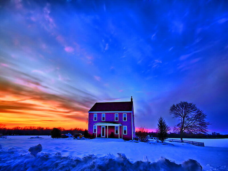 Red House in Snow — Blue