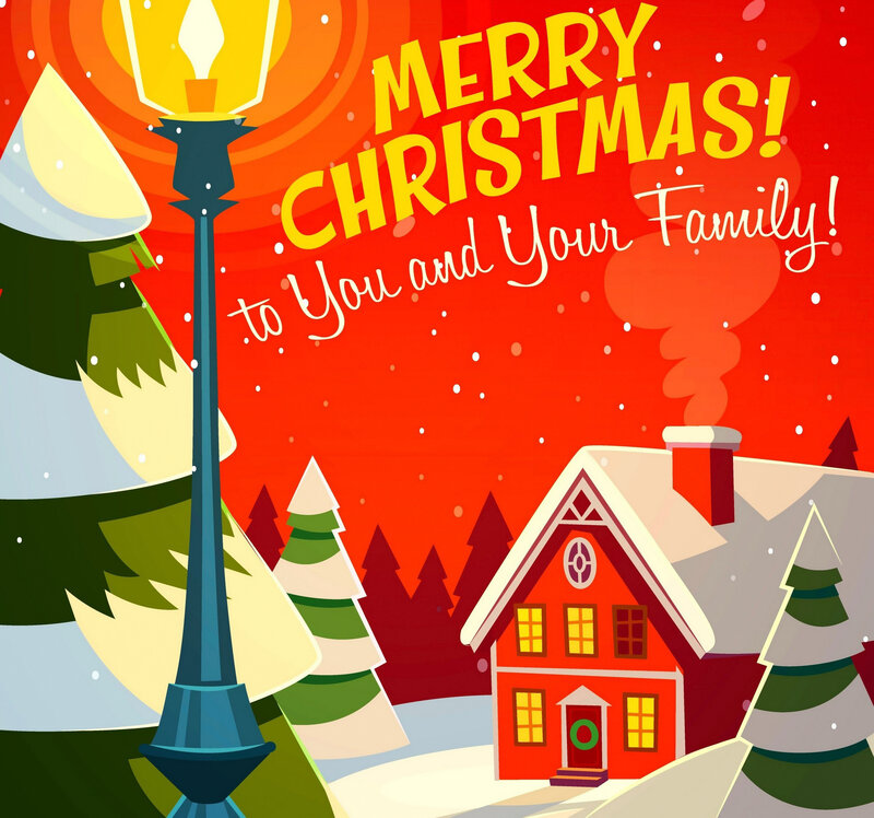 Red House in Snow — Festive
