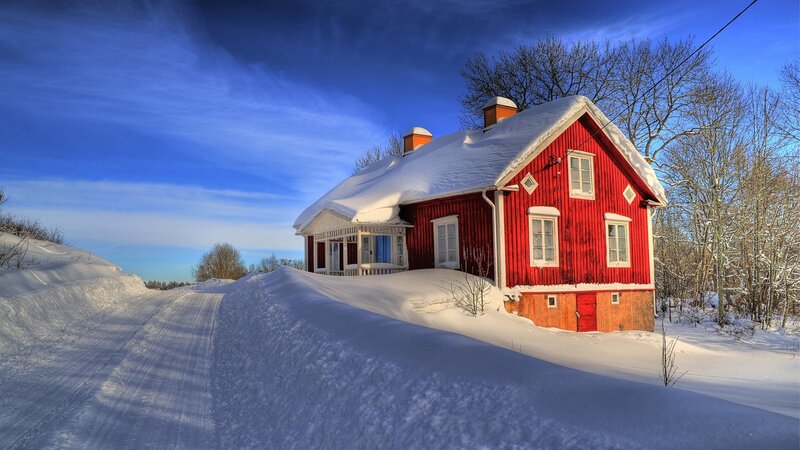 Red House in Snow