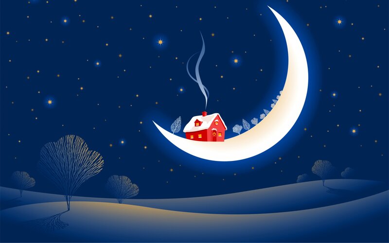 Red House on Crescent Moon — Blue