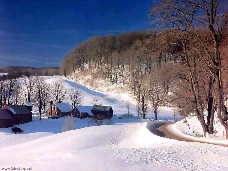 Red Houses in Snow