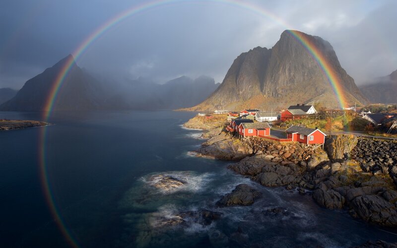 Red Houses on Coast — Blue