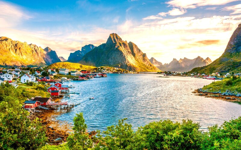 Red Houses on Fjord