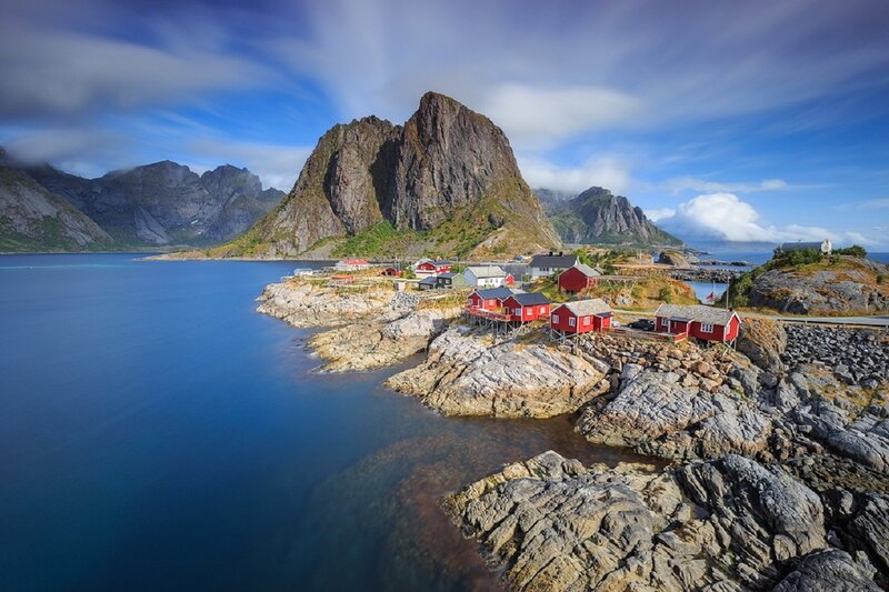 Red Houses on Rocks