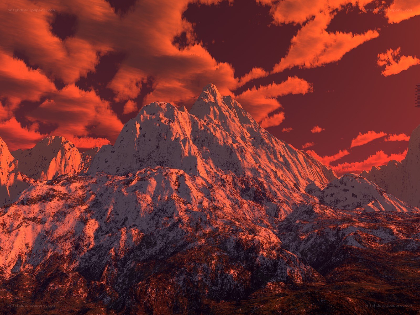 Red-hued mountain landscape