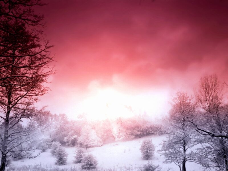 Red-hued winter landscape