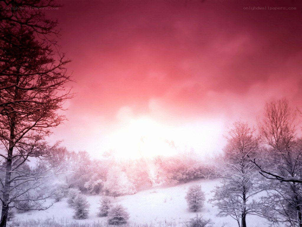 Red-hued winter landscape