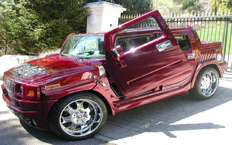 Red Hummer H2 Pickup — Maroon