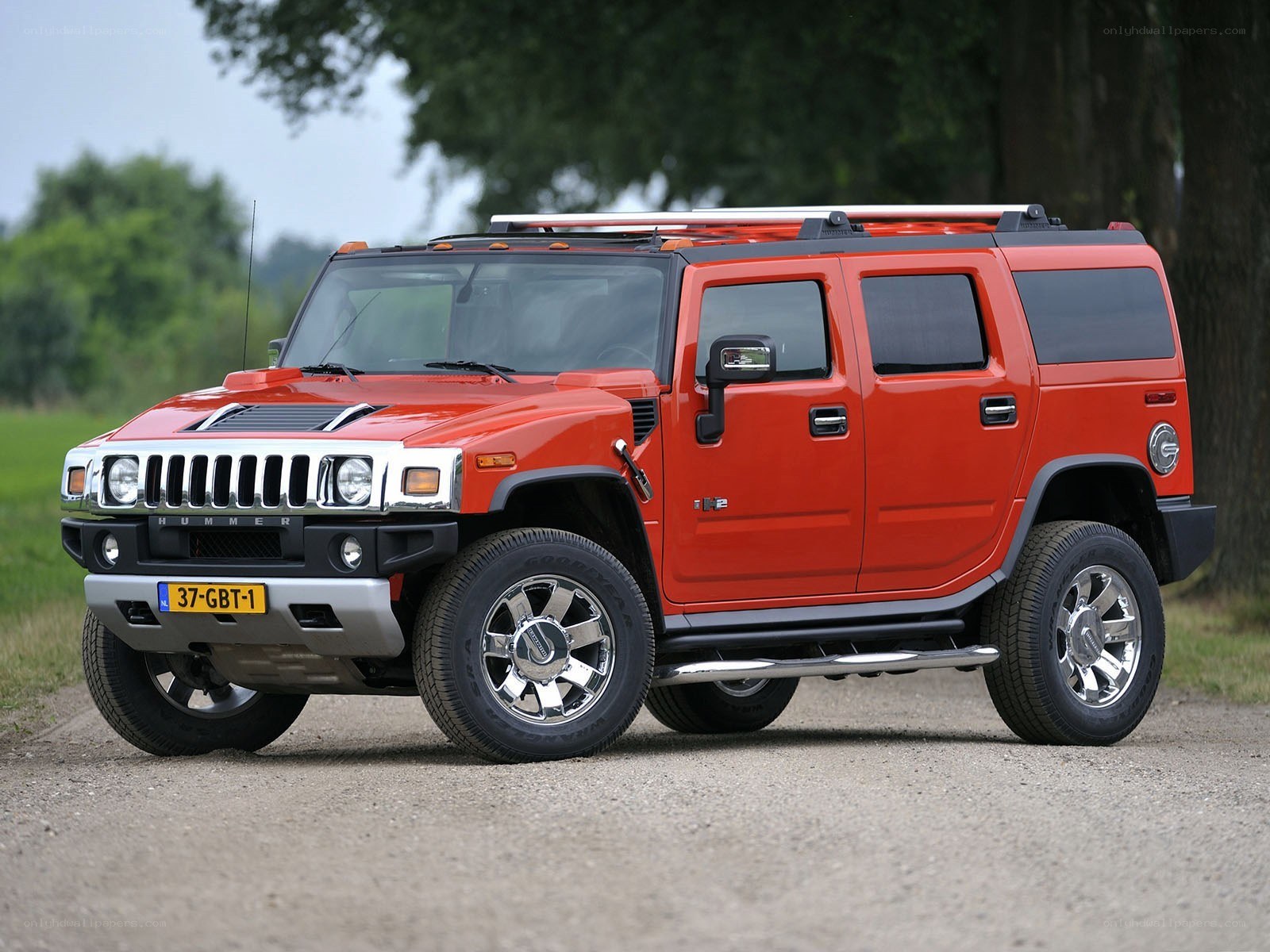 Red Hummer H2 SUV