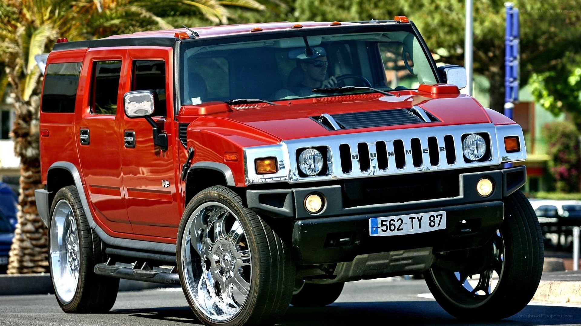 Red Hummer H2 SUV