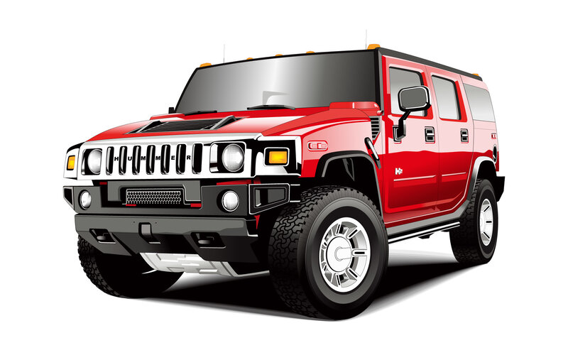 Red Hummer H2 SUV