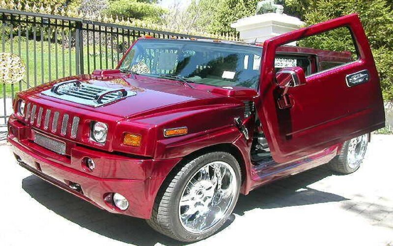 Red Hummer H2 Suv — Bright