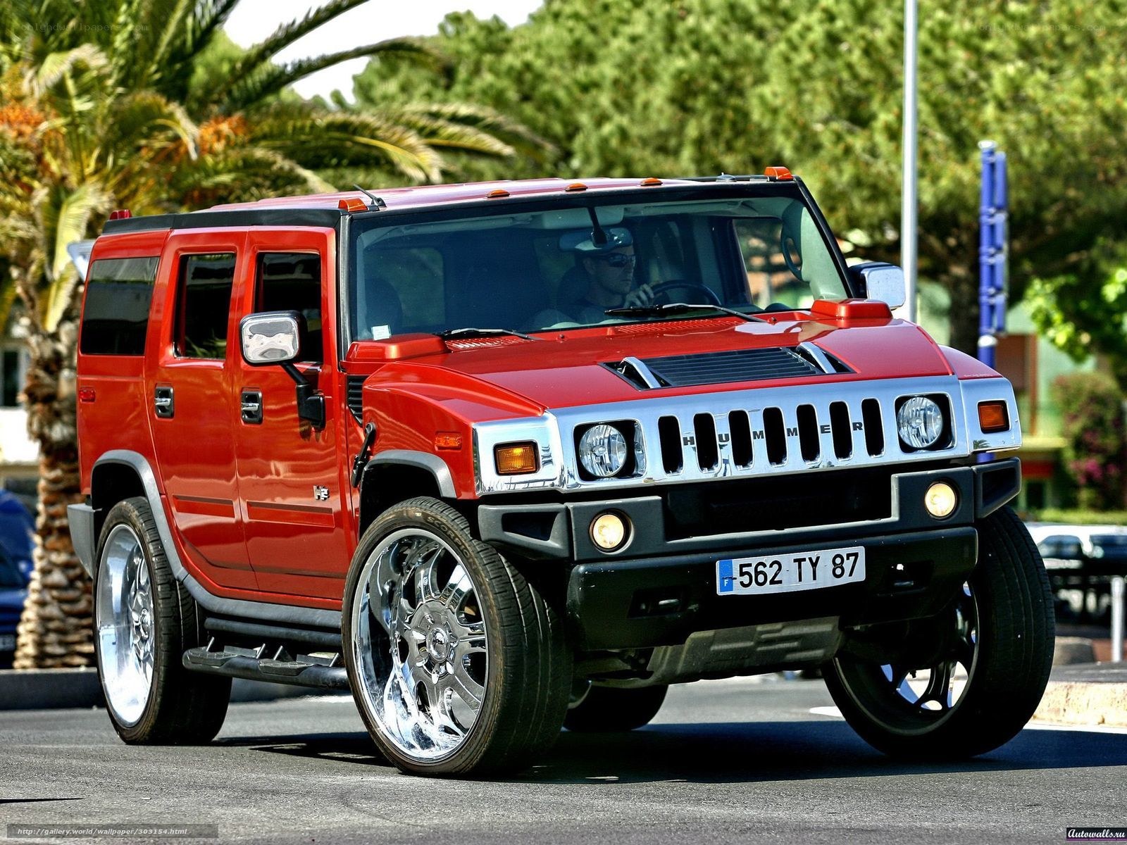 Red Hummer H2 SUV