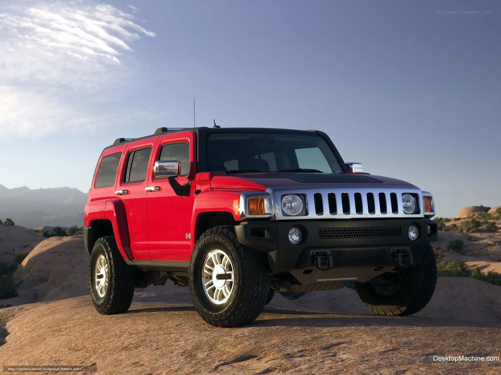 Red Hummer H3 in desert