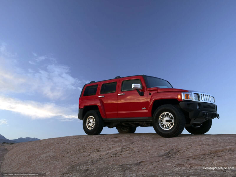 Red Hummer H3 on rocky terrain