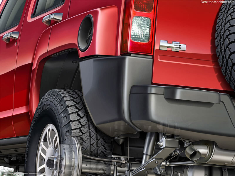 red hummer h3 rear view