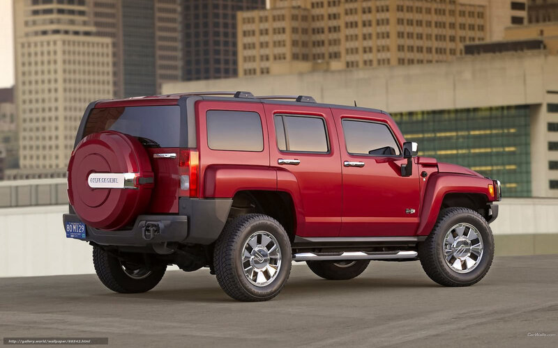 Red Hummer H3 SUV