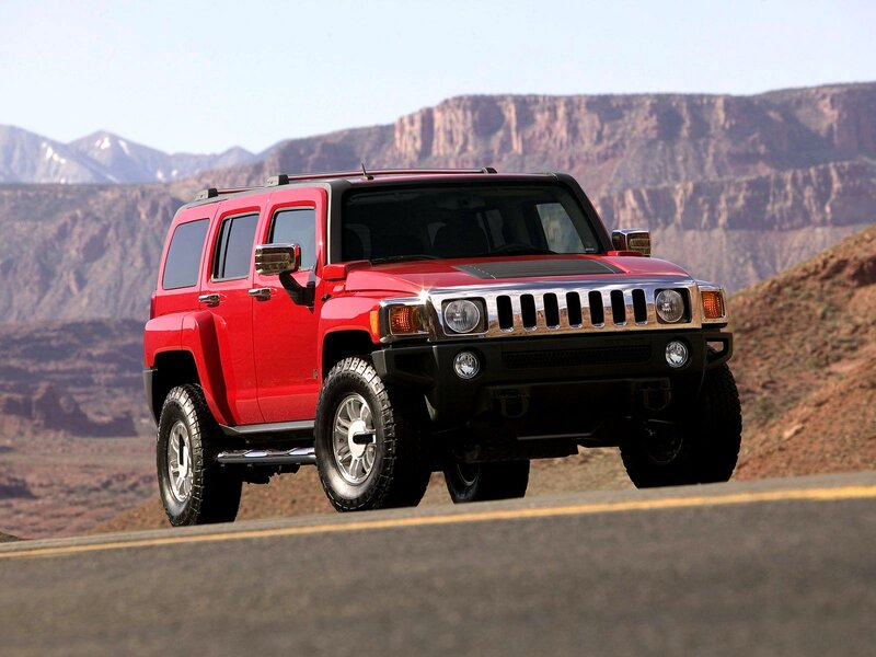 Red Hummer H3 Suv — Dramatic, Afternoon