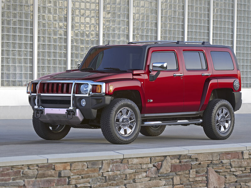 Red Hummer H3 Suv — Neutral, Afternoon, Photograph