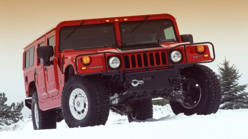 Red Hummer in Snow — Cold