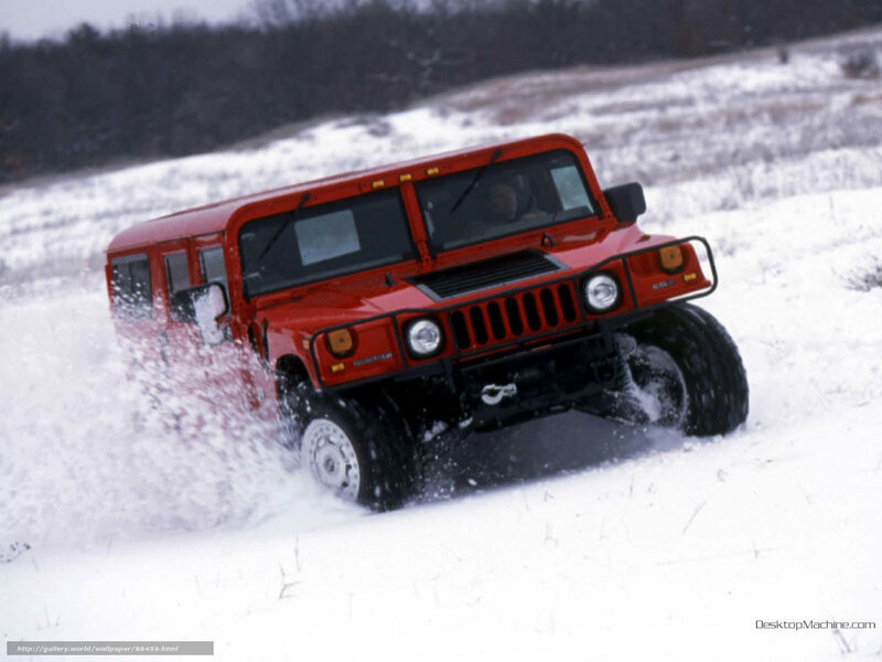 Red Hummer in Snow — Dynamic