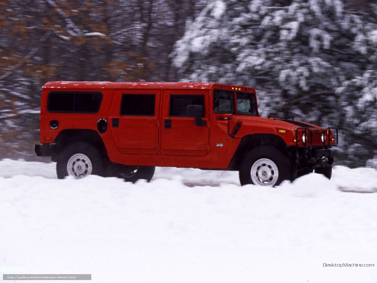red hummer in snow