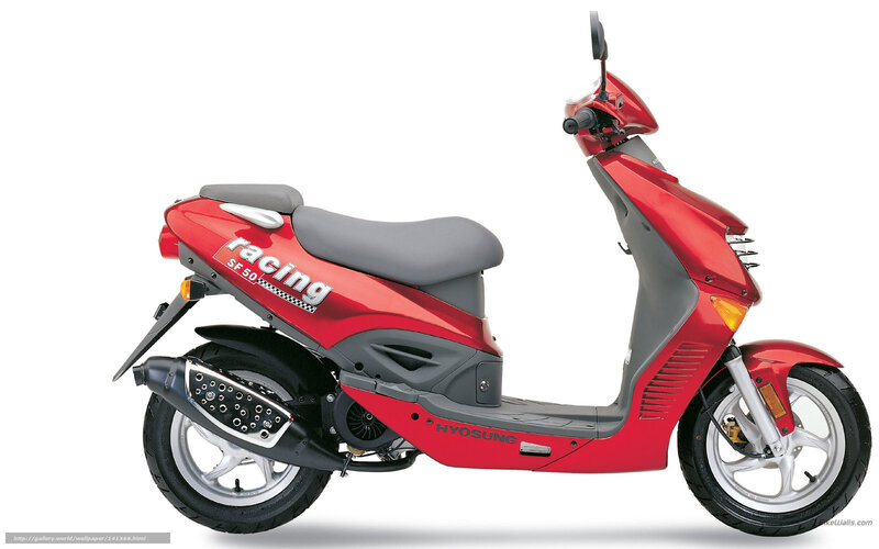 Red Hyosung SF50 Racing scooter