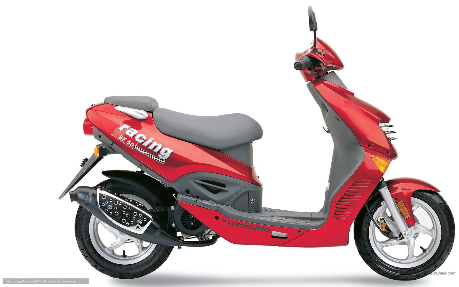 Red Hyosung SF50 Racing scooter
