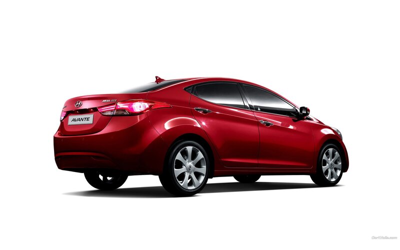 Red Hyundai Avante sedan