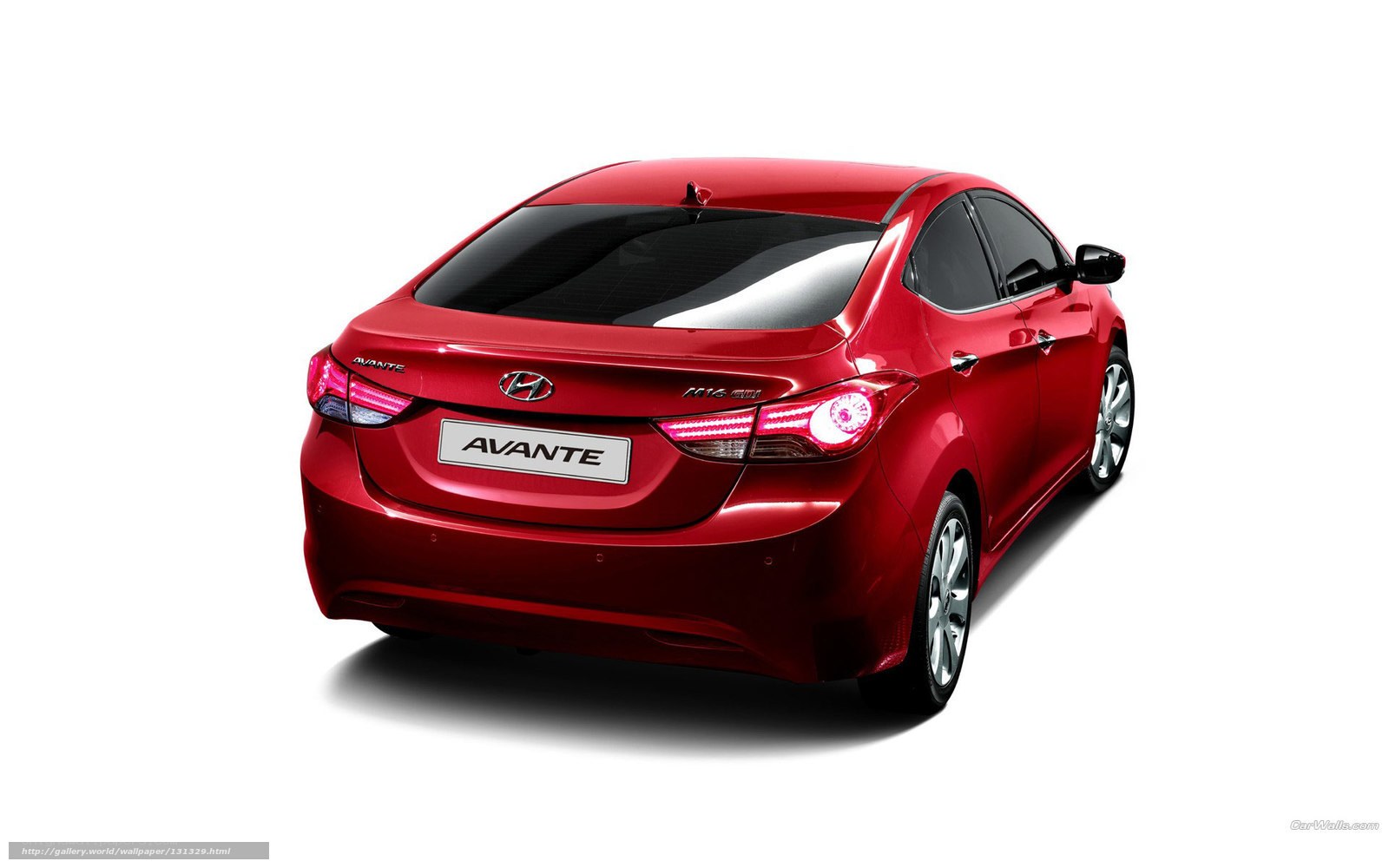 Red Hyundai Avante sedan