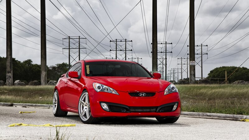 Red Hyundai Coupe — Dramatic