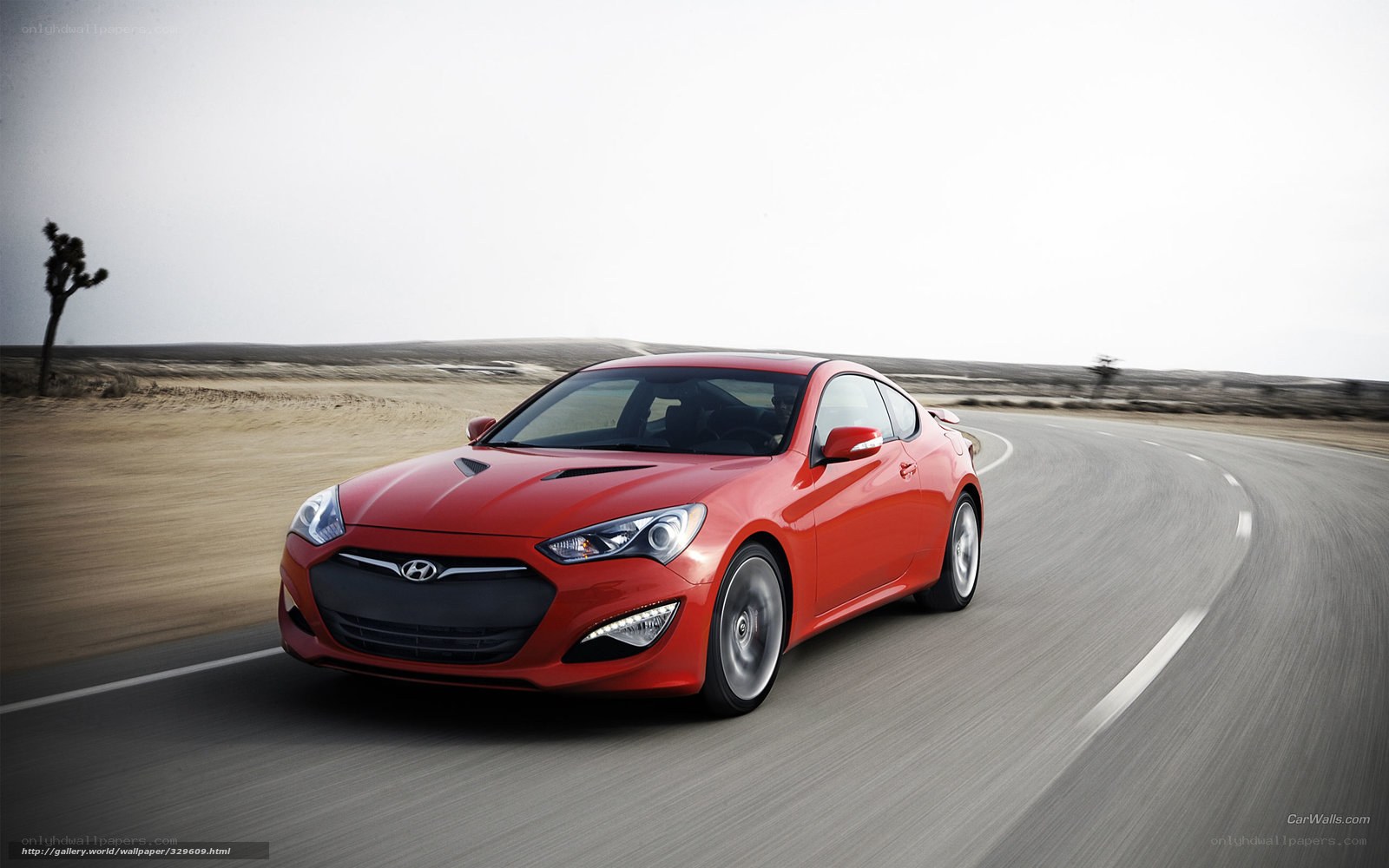 Red Hyundai Genesis Coupe on road
