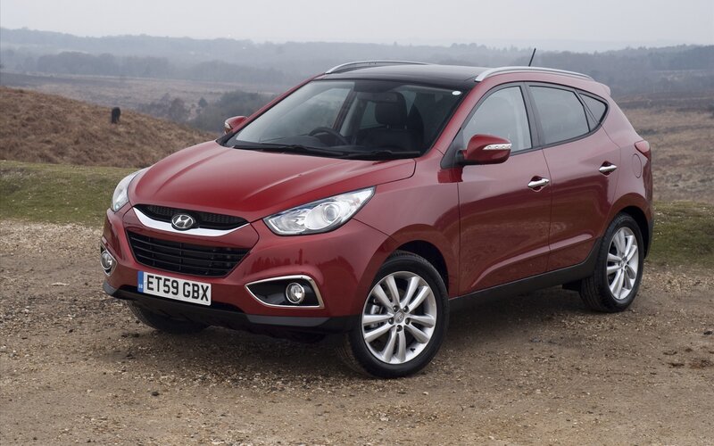 Red Hyundai Tucson parked outdoors