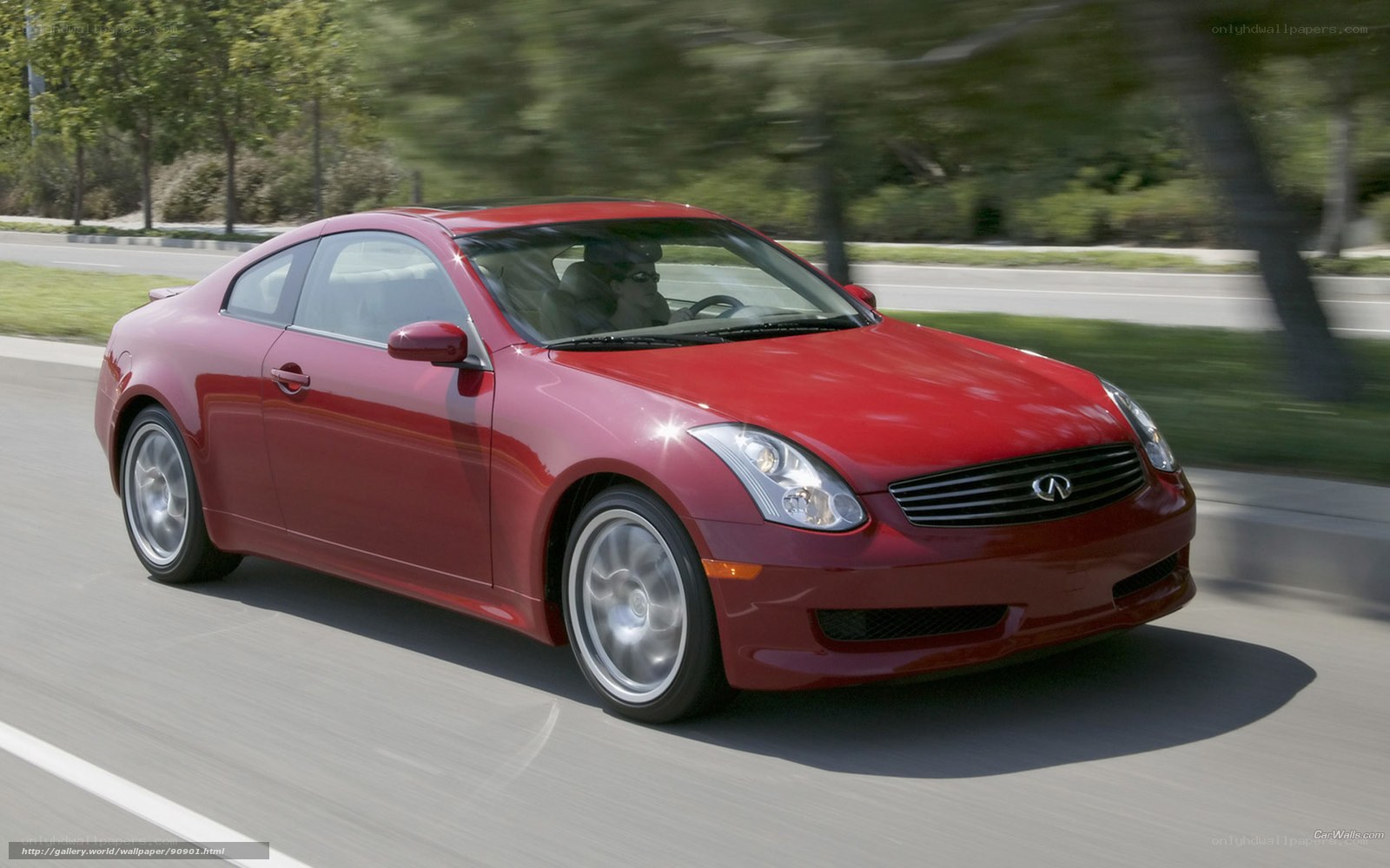 red infiniti g35 coupe in motion