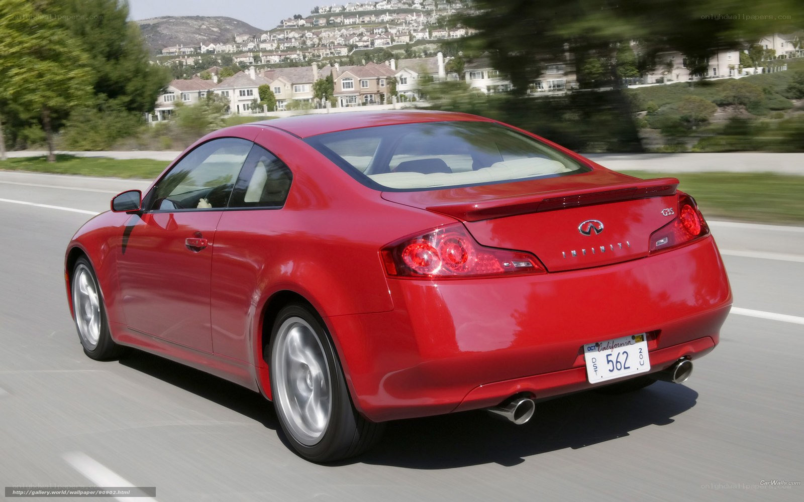 Red Infiniti G35 in motion