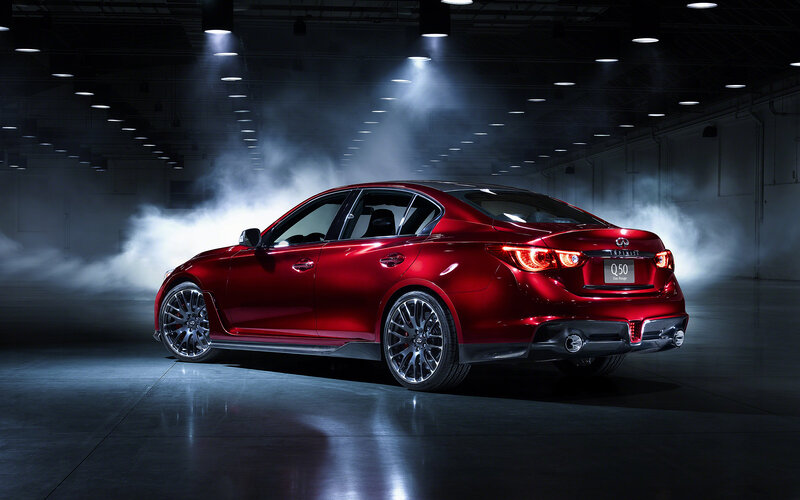 Red Infiniti Q50 Sedan