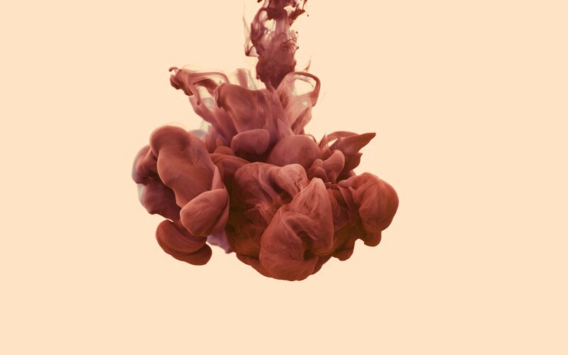 Red Ink Cloud in Water — Calm, Photograph