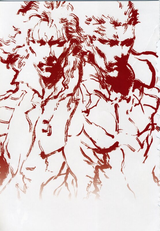 red ink sketch of two men