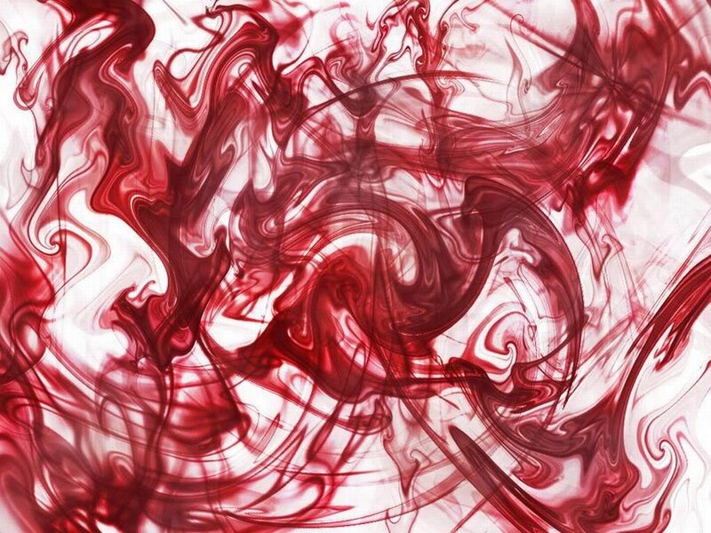 red ink swirls on white