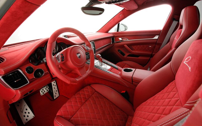 Red interior of a luxury car