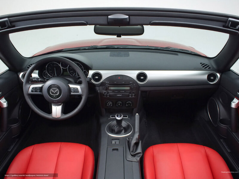 Red interior of a Mazda Miata